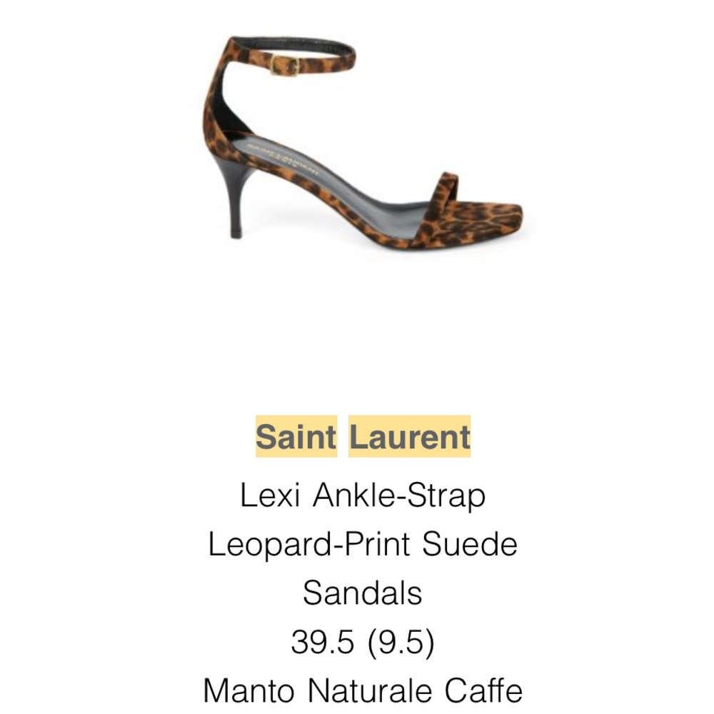 Saint Laurent leopard heels sandals 9.5 / 39.5 YSL